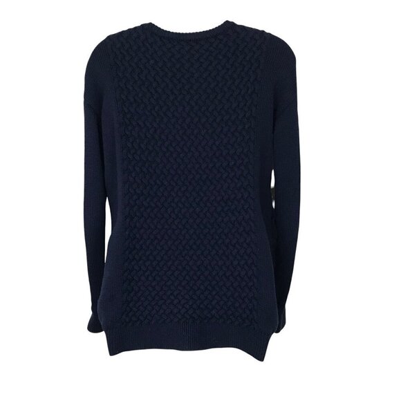 Aritzia Babaton Navy Blue Cable Knit 100% Merino Wool  Sweater Size XS - Picture 5 of 8